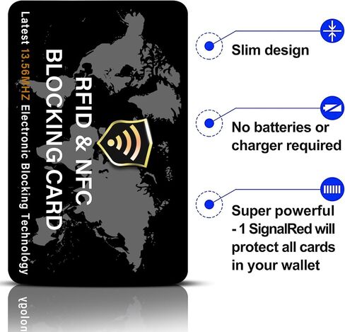 SaiTech IT 2 Pack RFID Blocking Card NFC Contactless Debit/Credit Card ATM Passport Protector ideal for Men & women slim with World map design perfectly fit in wallet - Blue in Kuwait