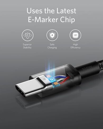 Anker USB C Charger Cable (6ft 100W, 5Pack), USB 2.0 Type C Charger Fast Charging for iPhone 15 / 15Pro / 15Plus / 15ProMax MacBook Pro 2020, iPad Pro 2020, iPad Air 4, Samsung Galaxy S23+/S23 Ultra in Saudi Arabia