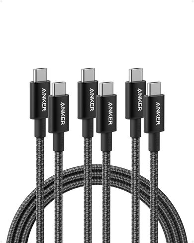 Anker USB C Charger Cable (6ft 100W, 5Pack), USB 2.0 Type C Charger Fast Charging for iPhone 15 / 15Pro / 15Plus / 15ProMax MacBook Pro 2020, iPad Pro 2020, iPad Air 4, Samsung Galaxy S23+/S23 Ultra in Saudi Arabia