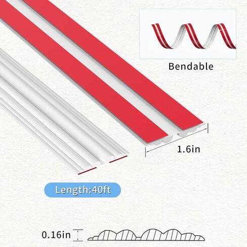 Wall Corner Protector, Flexible Inside Outside Peel and Stick Wall Trim Molding, Self Adhesive Edge Guards Kit for Corner, Edge, Floor, Door, Ceiling, Countertop, 1.6in x 20ft in Saudi Arabia