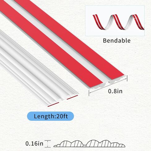 Wall Corner Protector, Flexible Inside Outside Peel and Stick Wall Trim Molding, Self Adhesive Edge Guards Kit for Corner, Edge, Floor, Door, Ceiling, Countertop, 1.6in x 20ft in Saudi Arabia