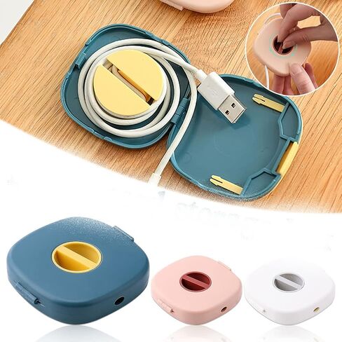 AKOAK 3 Pieces Square Rotatable Earphone Cable Packing Box-Cable Winder, Retractable Cable Holder Packaging Headset/USB Phone/Mouse/Headset Wire/Charger Wire in Saudi Arabia