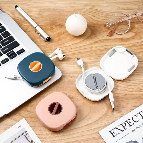 AKOAK 3 Pieces Square Rotatable Earphone Cable Packing Box-Cable Winder, Retractable Cable Holder Packaging Headset/USB Phone/Mouse/Headset Wire/Charger Wire in Saudi Arabia