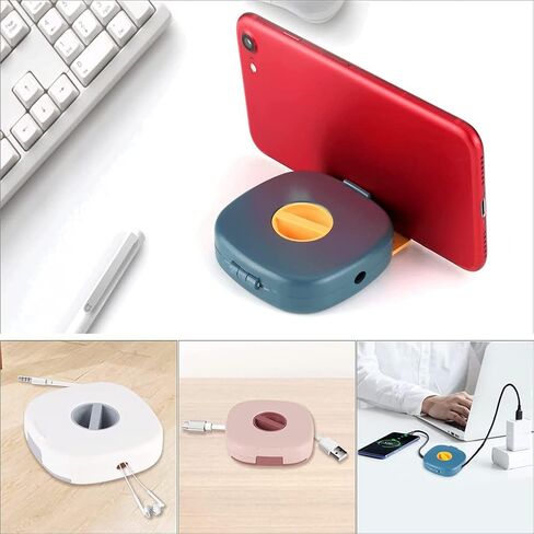 AKOAK 3 Pieces Square Rotatable Earphone Cable Packing Box-Cable Winder, Retractable Cable Holder Packaging Headset/USB Phone/Mouse/Headset Wire/Charger Wire in Saudi Arabia