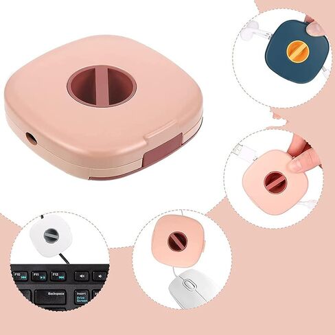 AKOAK 3 Pieces Square Rotatable Earphone Cable Packing Box-Cable Winder, Retractable Cable Holder Packaging Headset/USB Phone/Mouse/Headset Wire/Charger Wire in Saudi Arabia