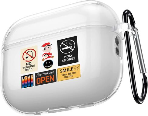 حافظة AirPods Pro كلاسيكية رائعة ومضحكة بتصميم نمط AirPods مع حلقة تسلق متينة من مادة TPU حافظة AirPod Pro كاملة الحماية للرجال والنساء والأولاد غطاء Kawaii لحافظة شحن Apple Airpods Pro 2019 in Saudi Arabia