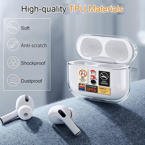 حافظة AirPods Pro كلاسيكية رائعة ومضحكة بتصميم نمط AirPods مع حلقة تسلق متينة من مادة TPU حافظة AirPod Pro كاملة الحماية للرجال والنساء والأولاد غطاء Kawaii لحافظة شحن Apple Airpods Pro 2019 in Saudi Arabia