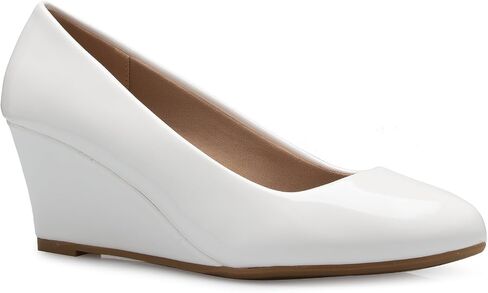 Olivia K Women's Adorable Low Wedge Heel Shoe - Easy Low Pumps - Basic Slip On, Comfort in Kuwait
