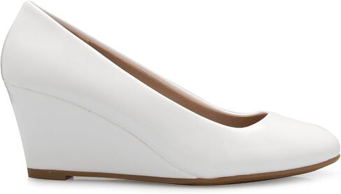 Olivia K Women's Adorable Low Wedge Heel Shoe - Easy Low Pumps - Basic Slip On, Comfort in Kuwait