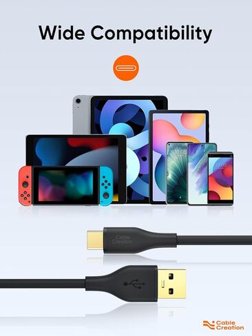 CableCreation USB C Cable, USB A to USB C Cable 3.3ft Soft Silicone USB C Cord, USB 2.0 Type C Charger Cable 3A Fast Charging Compatible for Car Carplay, Galaxy, Steam Deck, MacBook Pro/Air, Blue in Kuwait