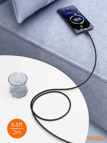 CableCreation USB C Cable, USB A to USB C Cable 3.3ft Soft Silicone USB C Cord, USB 2.0 Type C Charger Cable 3A Fast Charging Compatible for Car Carplay, Galaxy, Steam Deck, MacBook Pro/Air, Blue in Kuwait