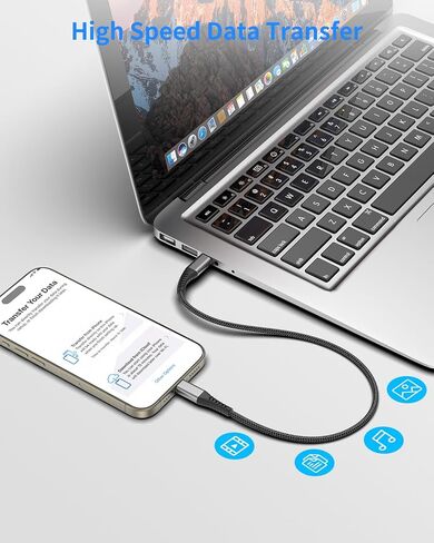 كابل USB C إلى USB C بطول 1 قدم، 3 كابلات USB C قصيرة للسيارة، سلك شحن سريع من النوع C المضفر لهاتف iPhone 15 16 Pro Max iPad MacBook Android Samsung Galaxy S23 Ultra Pixel، كابل USBC إلى USBC بطول 1 قدم in Saudi Arabia