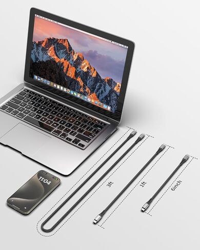 كابل USB C إلى USB C بطول 1 قدم، 3 كابلات USB C قصيرة للسيارة، سلك شحن سريع من النوع C المضفر لهاتف iPhone 15 16 Pro Max iPad MacBook Android Samsung Galaxy S23 Ultra Pixel، كابل USBC إلى USBC بطول 1 قدم in Saudi Arabia