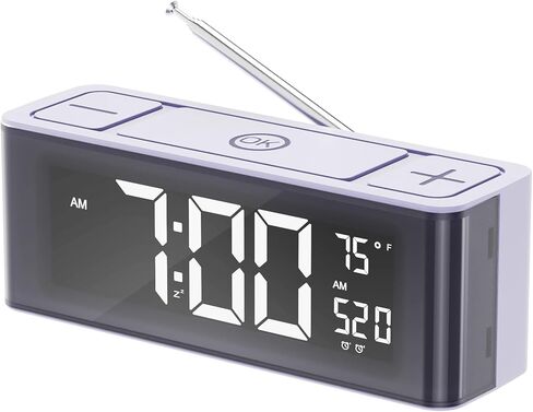 راديو منبه I·CODE، راديو AM/FM مع مؤقت تشغيل تلقائي، منبه مزدوج، قيلولة بعد الظهر، درجة الحرارة، إضاءة خافتة تلقائيًا، منبه عالٍ، شاشة كبيرة مع زر كبير، سهل الضبط in Kuwait