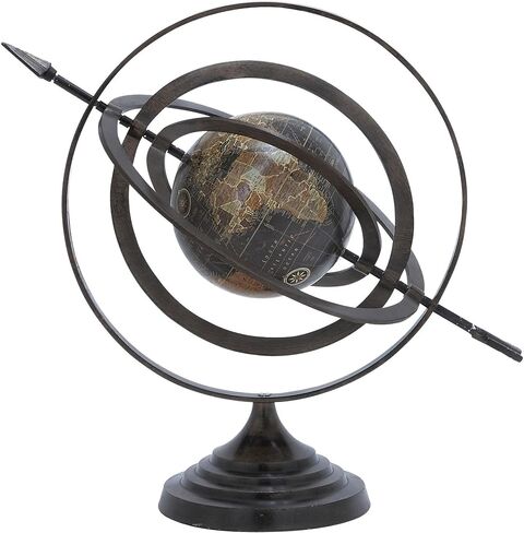 Deco 79 Aluminum Compass Armillary Globe, 19" x 12" x 17", Black in Saudi Arabia