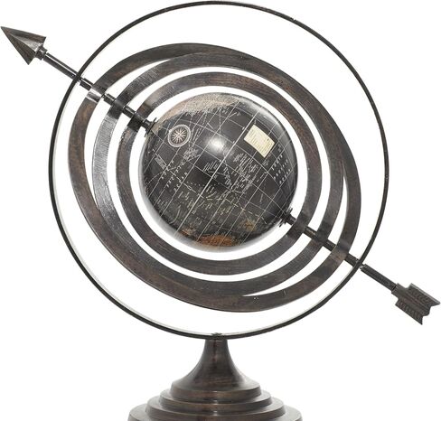 Deco 79 Aluminum Compass Armillary Globe, 19" x 12" x 17", Black in Saudi Arabia