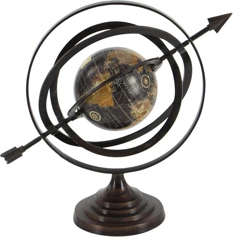 Deco 79 Aluminum Compass Armillary Globe, 19" x 12" x 17", Black in Saudi Arabia