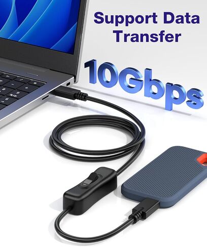 كابل RIITOP USB من النوع C للتشغيل والإيقاف [3.3 قدم]، كابل USB 3.1 C إلى C مع محول يدعم الفيديو/البيانات وشحن سريع 20 فولت/3 أمبير PD [10 جيجابت في الثانية] in Kuwait