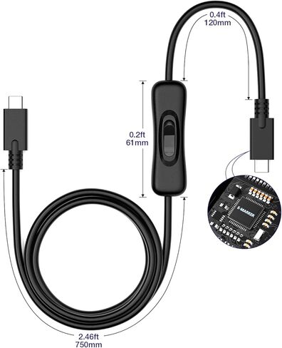 كابل RIITOP USB من النوع C للتشغيل والإيقاف [3.3 قدم]، كابل USB 3.1 C إلى C مع محول يدعم الفيديو/البيانات وشحن سريع 20 فولت/3 أمبير PD [10 جيجابت في الثانية] in Kuwait