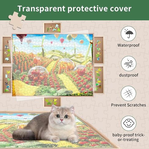 MOCOWAY 1500 Piece Wooden Puzzle Table Rotating Puzzle Board with 6 Drawers and Cover Portable Spinning Jigsaw Puzzle Board Holiday Birthday Gift for Boys Girls Friends Family, 36.6" x28.2.1" in Saudi Arabia