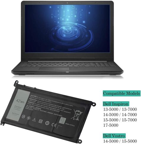 بطارية WDX0R لـ Dell Inspiron 13 5368 5378 5379 7368 7378 Inspiron 14 7460 Inspiron 15 5565 5567 5568 5578 7560 7570 7579 7569 Inspiron 17 5765 5767-42WH/11.4V in Saudi Arabia
