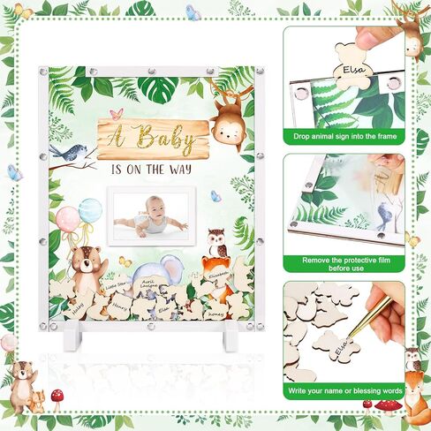 125 قطعة من كتاب ضيف استحمام الطفل البديل على شكل فراشة لإطار صورة استحمام الطفل مع 120 علامة فراشة خشبية لتزيين حمام الطفل تذكار الحمل لحفلة عيد ميلاد الأمهات قريبًا in Kuwait