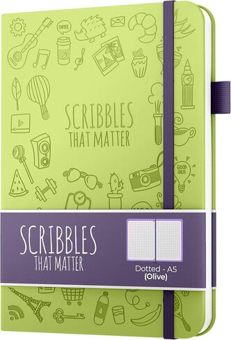 Scribbles That Matter A5 Dotted Journal Notebook + Free Pen! Your Bullet Dotted Journal Vegan Hard Cover 160gsm Dotted Notebook Bleedproof thick paper with 150 Pages for Work (5.75 x 8.5), Charcoal in Saudi Arabia
