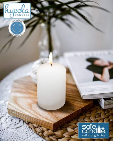 HYOOLA White Pillar Candles 2x3 Inch - 12 Pack Unscented Bulk Pillar Candles - European Made in Saudi Arabia