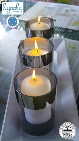 HYOOLA White Pillar Candles 2x3 Inch - 12 Pack Unscented Bulk Pillar Candles - European Made in Saudi Arabia