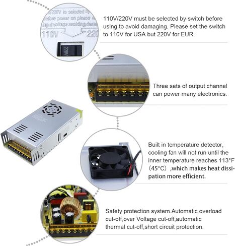 ALITOVE 36V 10A 360W محول محول التيار الكهربائي AC 110V / 220V إلى DC 36V 10amp محول تحويل عالمي منظم لشريط LED نظام أمان كاميرا CCTV in Kuwait