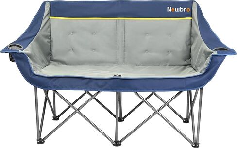 Oversized Double Camping Chair for Adults, Fully Padded Folding Camping Chairs Loveseat, Big Heavy Duty Outdoor Patio Lawn Chair with Arm Cup Holder in Saudi Arabia
