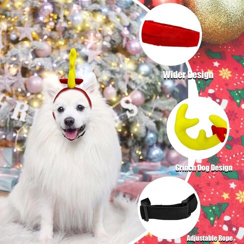 Reindeer Antlers Headband Dog Christmas Costume Dog Halloween Costume(Yellow Red, Reindeer-S) in Saudi Arabia