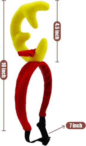 Reindeer Antlers Headband Dog Christmas Costume Dog Halloween Costume(Yellow Red, Reindeer-S) in Saudi Arabia