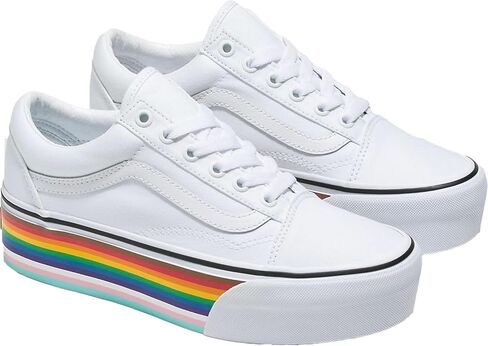 Vans - حذاء Old Skool Stackform للجنسين، لون قوس قزح، المقاس: 7 D(M) US للرجال / 8.5 B(M) US للسيدات in Kuwait