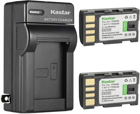 Kastar 4-Pack BN-VF808 Battery and AC Wall Charger Replacement for JVC GZ-HD3AG GZ-HD3AH GZ-HD3EK GZ-HD3EX GZ-HD3US GZ-HD5 GZ-HD5B GZ-HD5EK GZ-HD5EX GZ-HD5S GZ-HD5US GZ-HD6 GZ-HD6EK GZ-HD6EX GZ-HD6US in Saudi Arabia