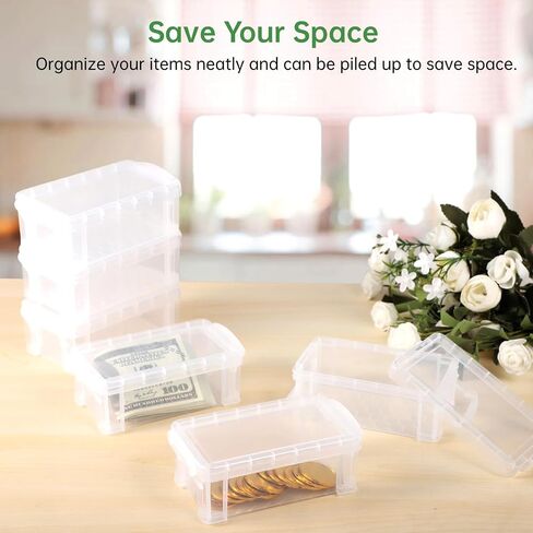 6 Pcs Mini Plastic Boxes, Small Clear Storage Containers with Locking Lids, Clear Plastic Organizers for Crafts, Stationery, Jewelry, Sewing, Multipurpose Cases for Accessories in Kuwait