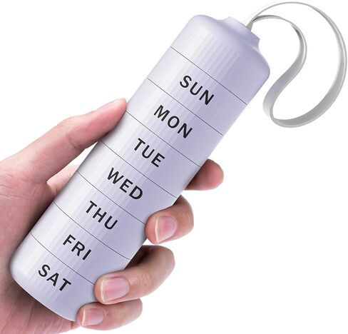 Zoksi Weekly Pill Organizer, Daily Supplement Organizer Holder with Lanyard, Travel Vitamin Case with 7 Detachable Large Compartment, Portable Pill Box 7 Day for Outside, Office, Home (Black) in Saudi Arabia