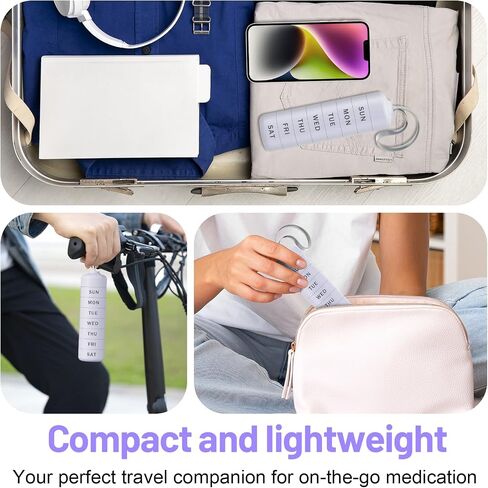 Zoksi Weekly Pill Organizer, Daily Supplement Organizer Holder with Lanyard, Travel Vitamin Case with 7 Detachable Large Compartment, Portable Pill Box 7 Day for Outside, Office, Home (Black) in Saudi Arabia