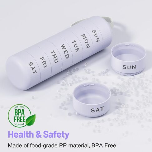 Zoksi Weekly Pill Organizer, Daily Supplement Organizer Holder with Lanyard, Travel Vitamin Case with 7 Detachable Large Compartment, Portable Pill Box 7 Day for Outside, Office, Home (Black) in Saudi Arabia