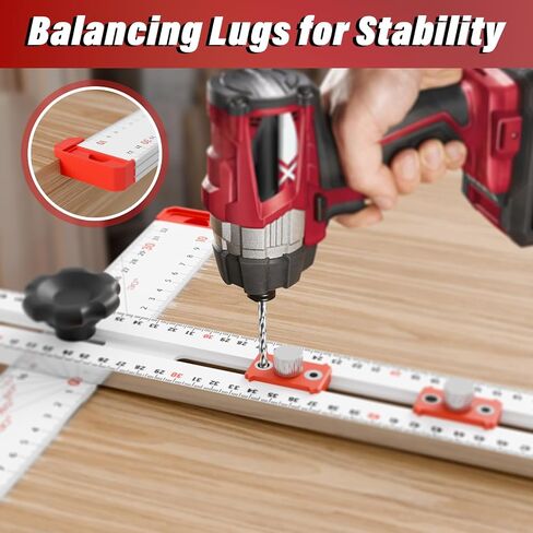 Adjustable 4-in-1 Drilling Positioning Ruler, 35cm/13.78in Cabinet Hardware Jig, T Square Multi Angle Measuring Ruler, Woodworking Ruler, Cabinet Drawer Door Hole Drilling Template(Black) in Saudi Arabia