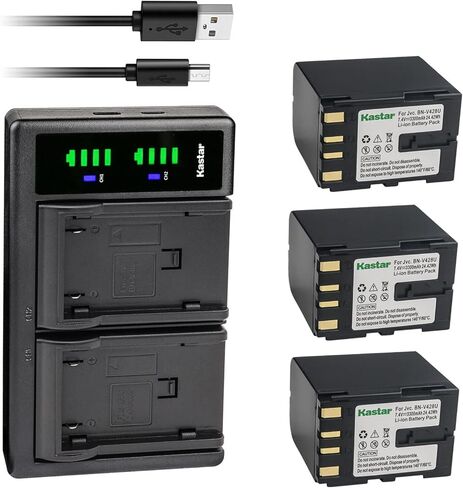 بطارية Kastar 3 عبوات BN-V428 واستبدال شاحن USB LTD2 لـ JVC BN-V408، BN-V408U، BN-V408US، BN-V416، BN-V416U، BN-V416US، BN-V428، BN-V428U، BN-V428US ، بطارية BN-V438، BN-V438U، BN-V438US in Saudi Arabia