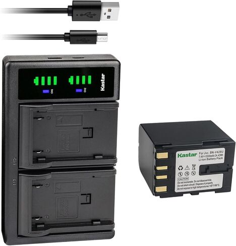 بطارية Kastar 3 عبوات BN-V428 واستبدال شاحن USB LTD2 لـ JVC BN-V408، BN-V408U، BN-V408US، BN-V416، BN-V416U، BN-V416US، BN-V428، BN-V428U، BN-V428US ، بطارية BN-V438، BN-V438U، BN-V438US in Saudi Arabia