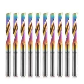 CNC Router Bits Single Flute End Mill for Aluminum Cutting - 1/8 Inch (3.175mm) Shank Solid Carbide Spiral Router Bits with DLC Coating, 7/8'' (22mm) Cutting Length CNC Bits Milling Cutter (10PCS)