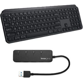 Logitech MX Keys Advanced Wireless Illuminated Keyboard Bundle with 4 Port USB Hub (2 Items) G