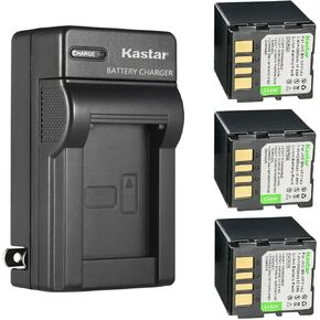 بطارية بديلة من Kastar مكونة من قطعة واحدة وشاحن حائط تيار متردد لـ JVC GZ-MG70AA GZ-MG70E GZ-MG70EK GZ-MG70EX GZ-MG70EY GZ-MG70EZ GZ-MG70U GZ-MG70US GZ-MG77 GZ-MG77AA GZ-MG77AC GZ-MG77AH GZ-MG77E GZ-MG77EK in Kuwait
