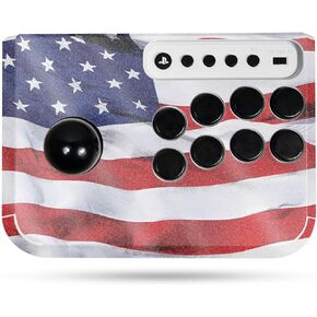 Glossy Glitter Gaming Skin Compatible with Hori Fighting Stick Mini (PS5, PS4, PC) - American Flag - Premium 3M Vinyl Protective Wrap Decal Cover - Easy to Apply | Crafted in The USA by MightySkins