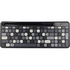 GOWENIC Colorful Bluetooth Keyboards, Compact Typewriter Keyboard, Portable 100 Keys Colorful Mixed Color Computer Keyboard with Retro Round Keycaps for Windows/iOS/Android(Black)