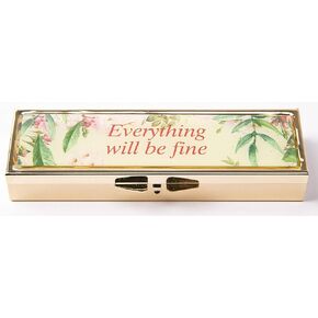 AmyZone Metal Pill Organizer Vintage Portable Compact Pill Box Pill Casefor Purse/Pocket to Contain Vitamins/Tylenol/Fish Oil/Supplements/Meds/Tablet (Happy Pills-Love Heart)
