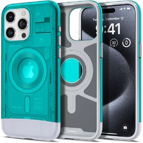 Spigen Classic C1 MagFit Designed for iPhone 15 Pro Case (2023) [Military-Grade Protection] Compatible with MagSafe - Bondi Blue