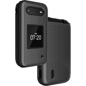 Nakedcellphone Case for Nokia 2760 2780 Flip Phone, Slim Hard Shell Protector Cover with Grid Texture for Tracfone N139DL, TA-1398, TA-1451, TA-1420 - Black